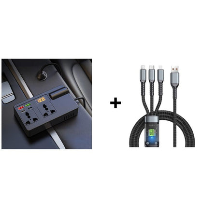 ⚡🔋Bærbar bilomformer 12V/24V til 220V med digitalt display