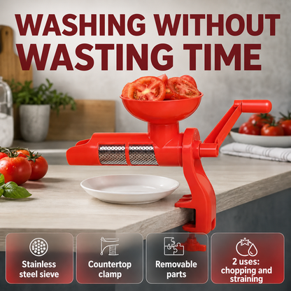 ❄️Summerfresh 48% rabatt!🍅Manuell grønnsaks- og fruktsil med filter i rustfritt stål – For puré, saus, passata, babymat og fruktpuré