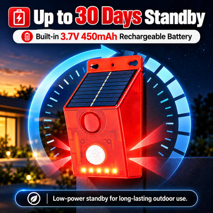 🎃Halloween-tilbud 50 % RABATT!🏡Solar PIR-bevegelsessensoralarm – 110 dB sirene, blinkende LED-lys og 4 moduser