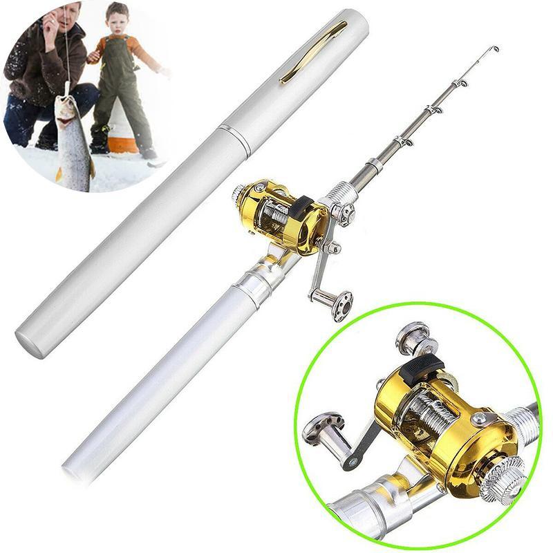 🎣 Lomme Fiskehjul | 48% Rabatt! Bærbar 97cm Isfiskehjul med Metallhjul – Passer i Lommen 🎁