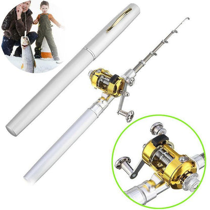 🎣 Lomme Fiskehjul | 48% Rabatt! Bærbar 97cm Isfiskehjul med Metallhjul – Passer i Lommen 🎁