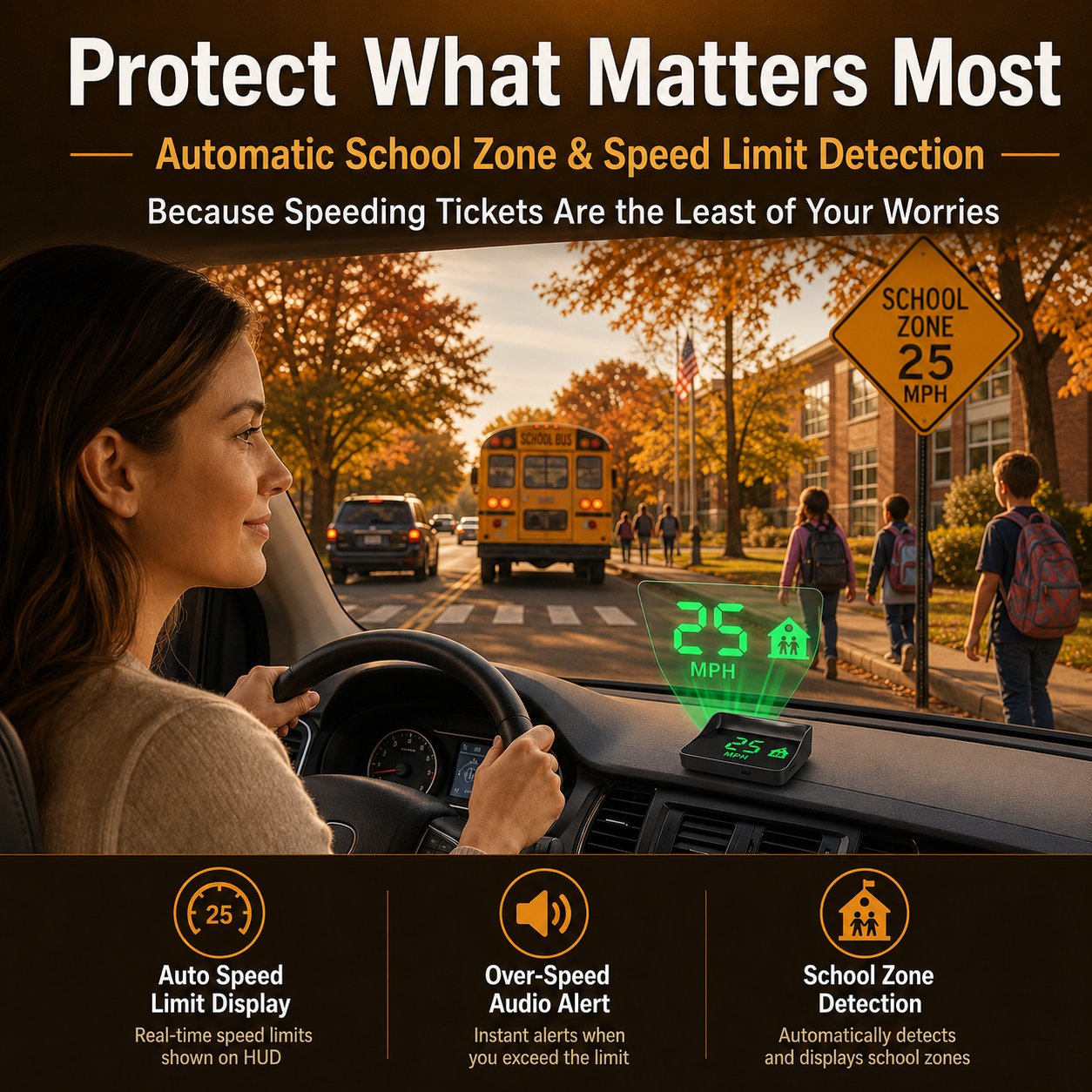 Head-Up Display (HUD) – GPS-hastighetsmåler for bil