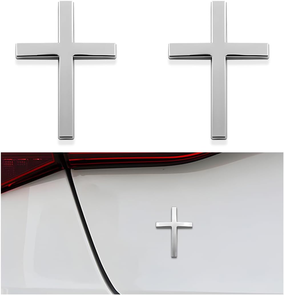 🚗✝️Klistremerker i metall med Jesus Kristus-kors | Selvklebende 3D-kors til bilskrapedeksel