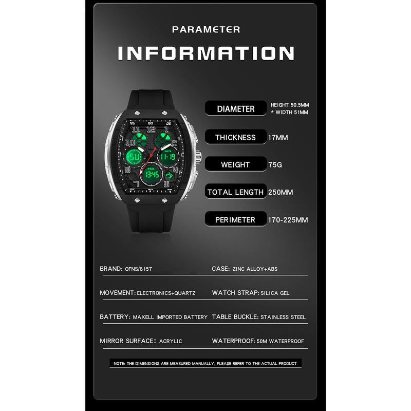 🎁Møt julen med 60 % RABATT🎄Sporty, selvlysende digital automatisk herreklokke
