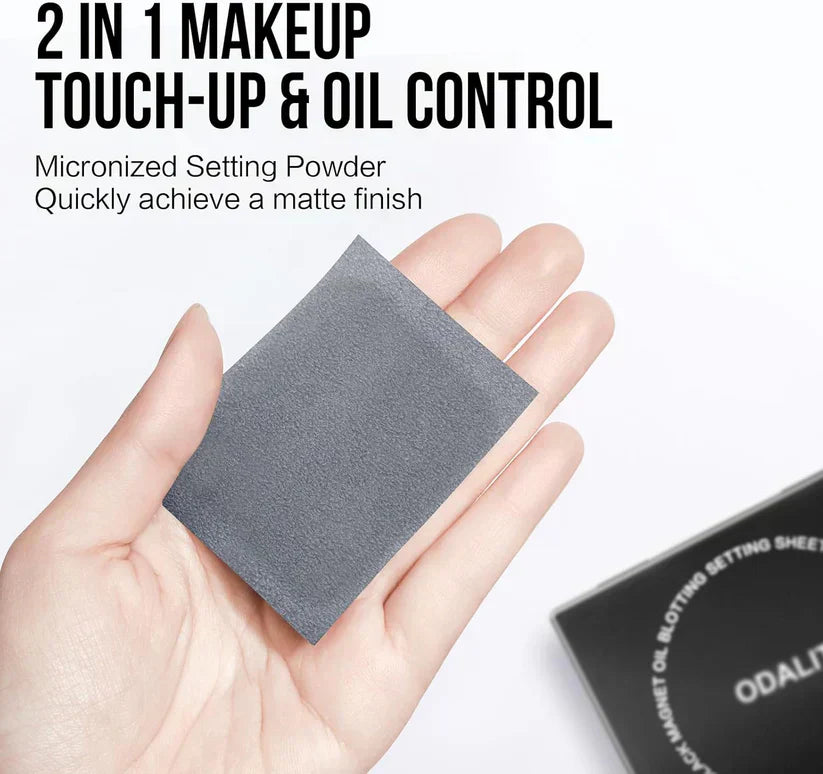⏰Kjøp 1 få 1 gratis💝Svart magnetisk oljeblottingark med pulver som holder oljen frisk 2-i-1-blottingark