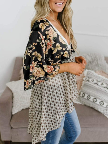🌸Vårsalg 49 % rabatt🌸Blomstrete kimono-cardigans for damer med volanger på ermene, snøring og løst snitt i boho-stil