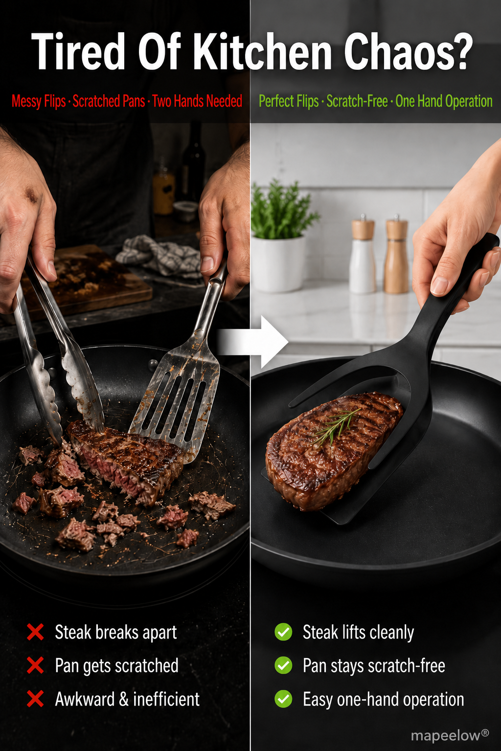 🍳48 % RABATT NÅ!🥩 2-i-1 spatelklemme – varmebestandig silikon og sklisikkert håndtak – uunnværlig kjøkkenutstyr 🔥