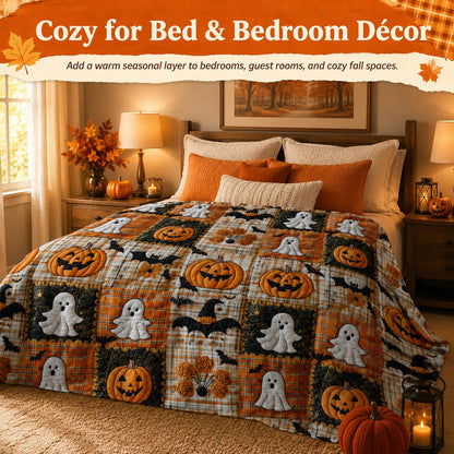 ⏳SISTE DAGS SALG 50%🎃Halloween Patchwork Flanellteppe