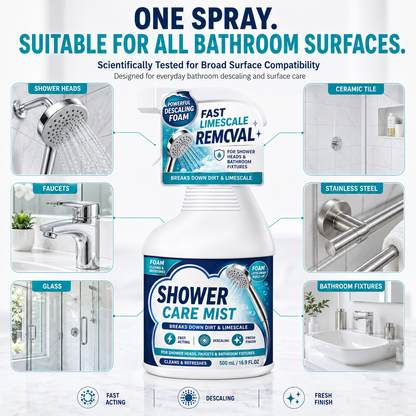 ❄️Summerfresh 50 % RABATT!🚿Hurtigvirkende kalkfjernerspray til badet – Rengjøringsmiddel for dusj, kran og hardt vann, 500 ml