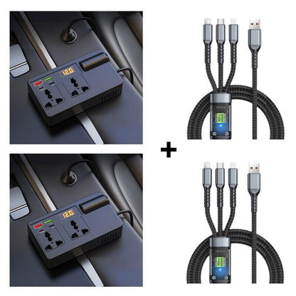 ⚡🔋Bærbar bilomformer 12V/24V til 220V med digitalt display
