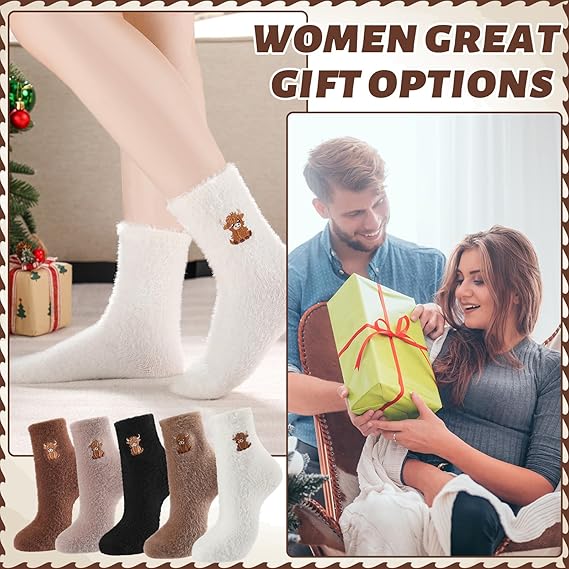 🔥Søte og varme damesokker med Highland-ku-broderi, ekstra tykke