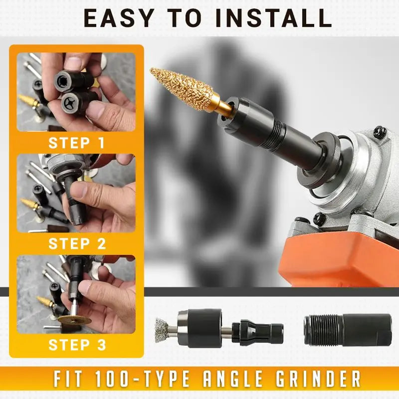 🔧 Vinkelsliperadapter | 3 mm/6 mm chuck | Slitesterk metallkonstruksjon | Kompatibel med 100 typer sliping, polering og kutting i ett!