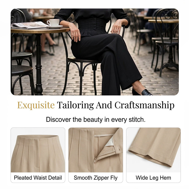 ✨48% RABATT – Vide bukser med høy midje – premium pustestoff – fukttransporterende – frontfolder – forlenger bena – allsidig stil