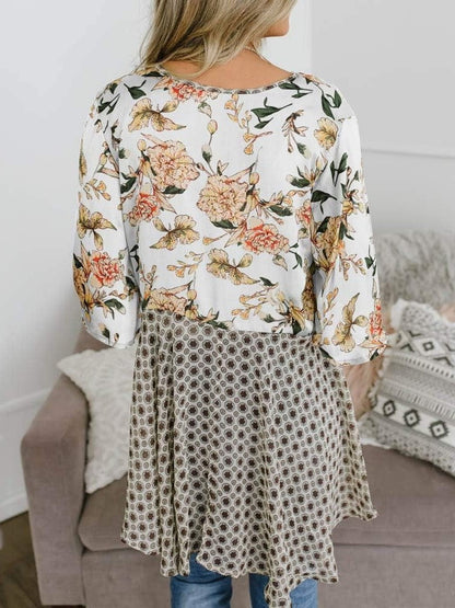 🌸Vårsalg 49 % rabatt🌸Blomstrete kimono-cardigans for damer med volanger på ermene, snøring og løst snitt i boho-stil