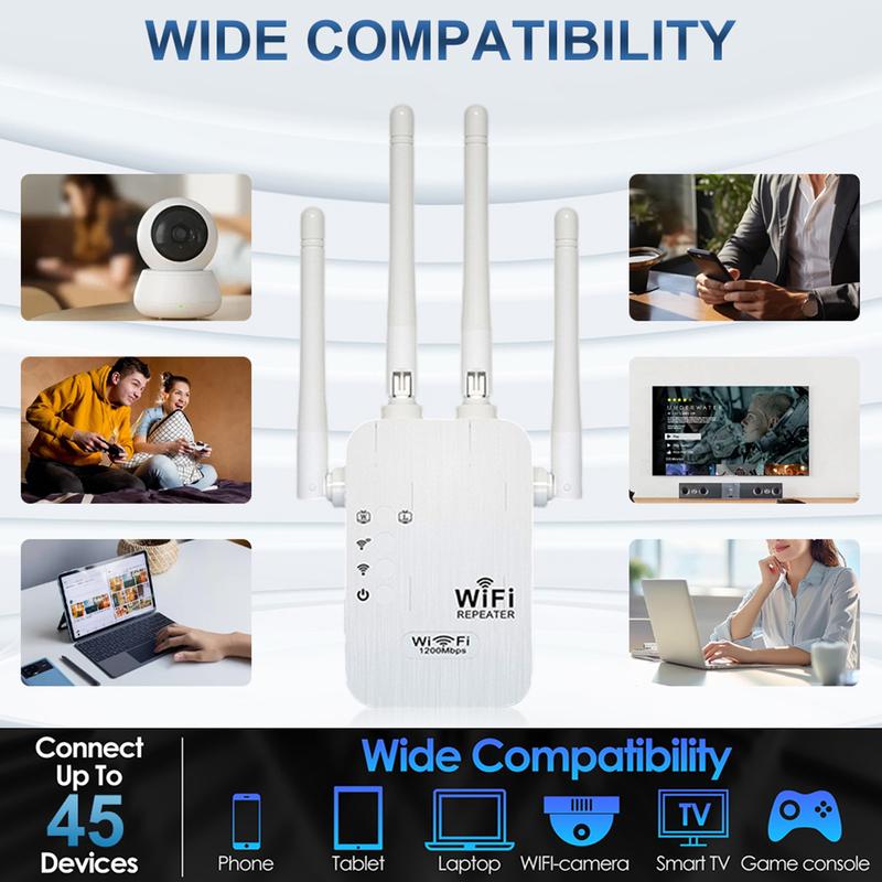 🔥2026 hot salg 🎁1200Mbps Dual Band (5GHz/2,4GHz) WiFi-forlenger dekker 10 000 sq. ft og 50 enheter