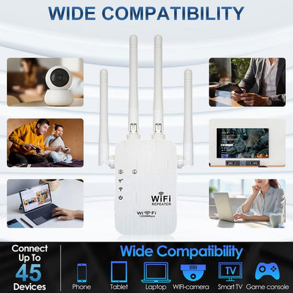 🔥2026 hot salg 🎁1200Mbps Dual Band (5GHz/2,4GHz) WiFi-forlenger dekker 10 000 sq. ft og 50 enheter