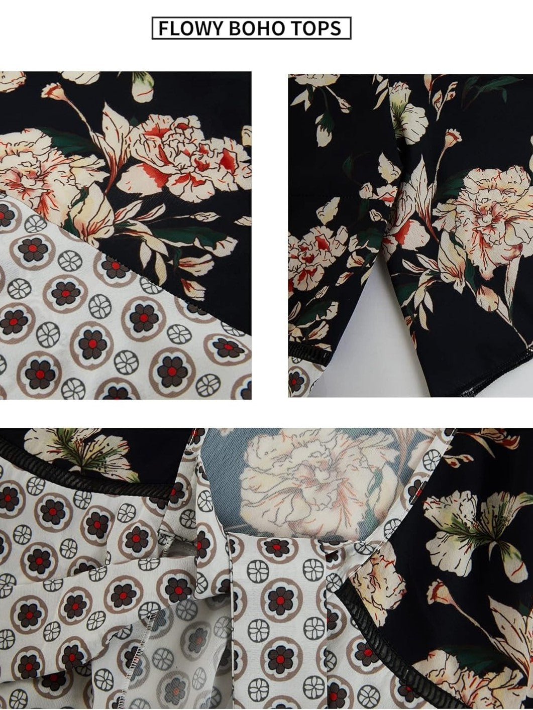 🌸Vårsalg 49 % rabatt🌸Blomstrete kimono-cardigans for damer med volanger på ermene, snøring og løst snitt i boho-stil