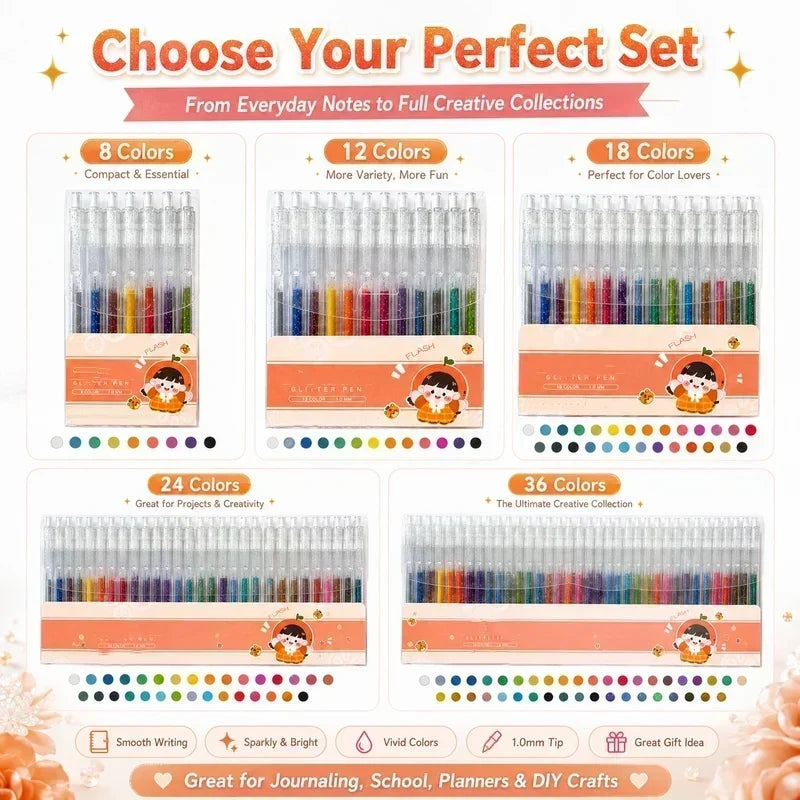 🔥⏰Siste dag av salget – kun 129 kr!!✨Over 50 000 solgt!🎁Glitter-gelpennesett