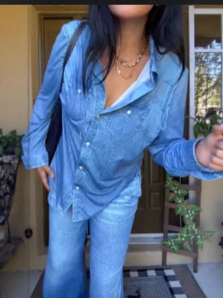 🌟 HELT NYTT STIL-SLAPP! 🌙 Denim Dreams-pysjamassett – Koselig passform, mykt loungewear med denim-look for komfort hele natten 🌟