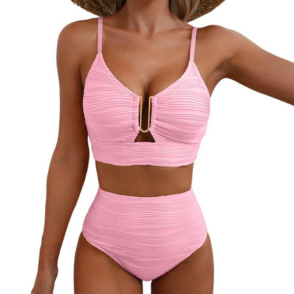 🎉 Denne ukens spesialtilbud – 48% rabatt ✨ Push-up-bikini med høy midje til dame