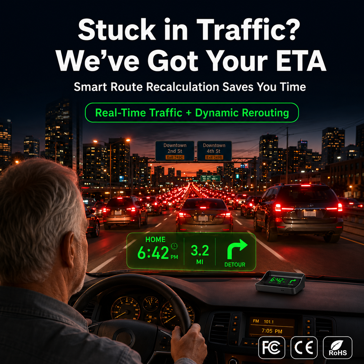 Head-Up Display (HUD) – GPS-hastighetsmåler for bil