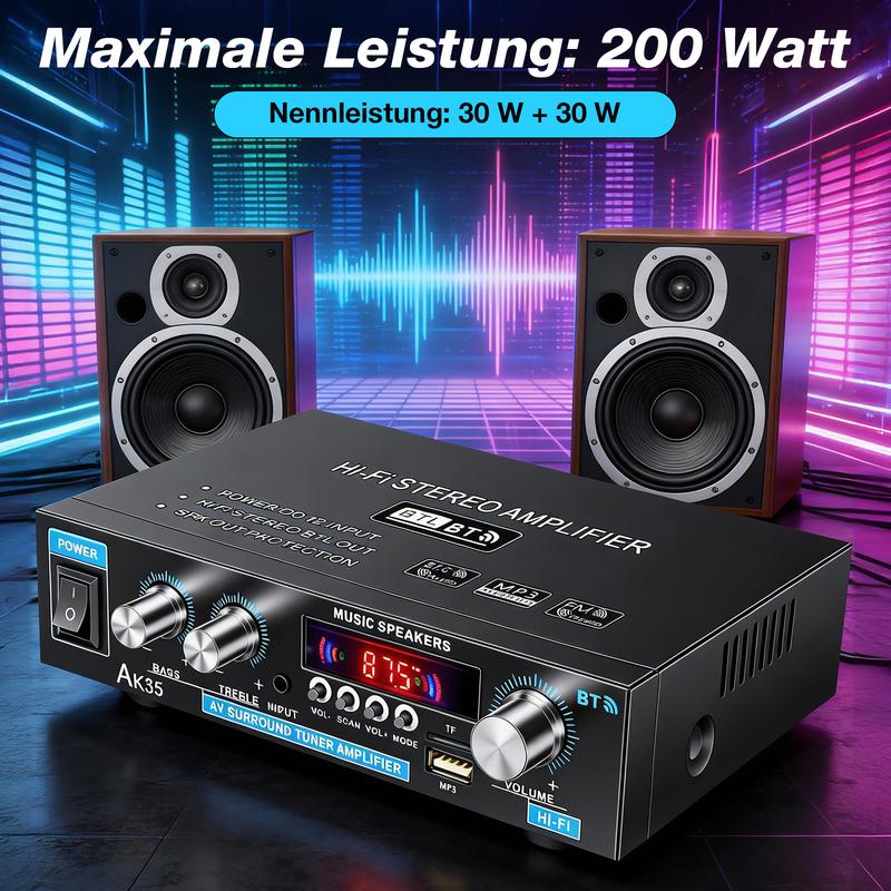 📢📢48 % RABATT!! ⏰AK35 Stereoforsterker Hjemmelyd Bluetooth 5.0 Maks