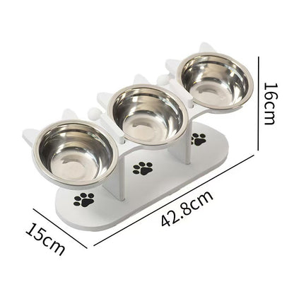 Hevet matskål for hund og katt med 3 skåler - sklisikker og stabil 🐾🥣