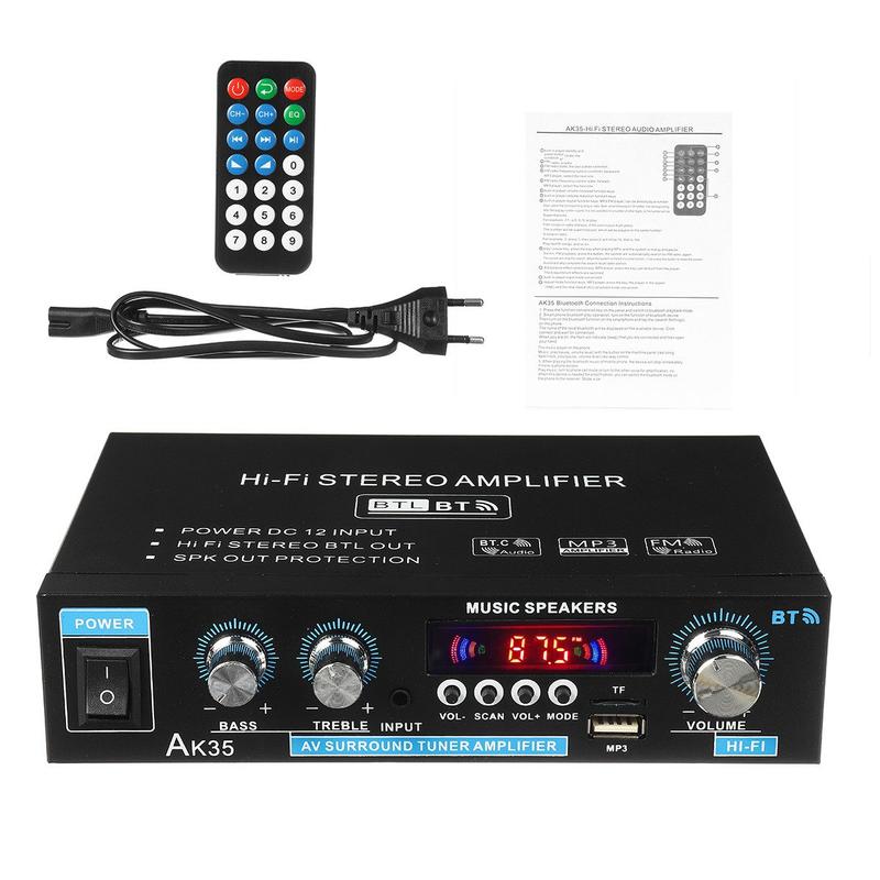 📢📢48 % RABATT!! ⏰AK35 Stereoforsterker Hjemmelyd Bluetooth 5.0 Maks