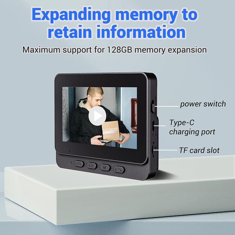 🔥Bestselger i 2026🔥Trådløst ringeklokkekamera: 1080P, 170° vinkel, 4,3-tommers skjerm, IPX65 vanntetthet utendørs, nattsyn