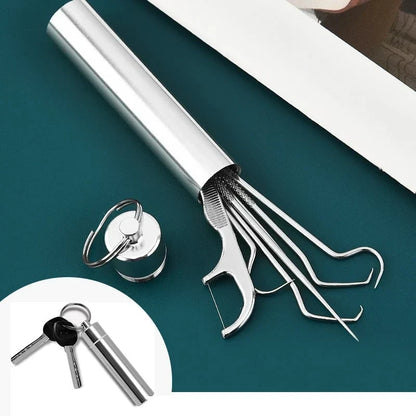 Sett med gjenbrukbare tannpirkere i rustfritt stål 🦷 Holdbare og hygieniske