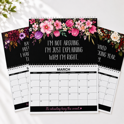 Veggkalender 2027 med morsomme banneord 🌸 Blomstertema