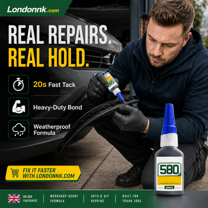 🛠️ Hurtiglim – limer metall, plast og gummi. Herder i 20 sekunder, er værbestandig og støtsikker. 30 ml. 48 % RABATT! 🔧✨