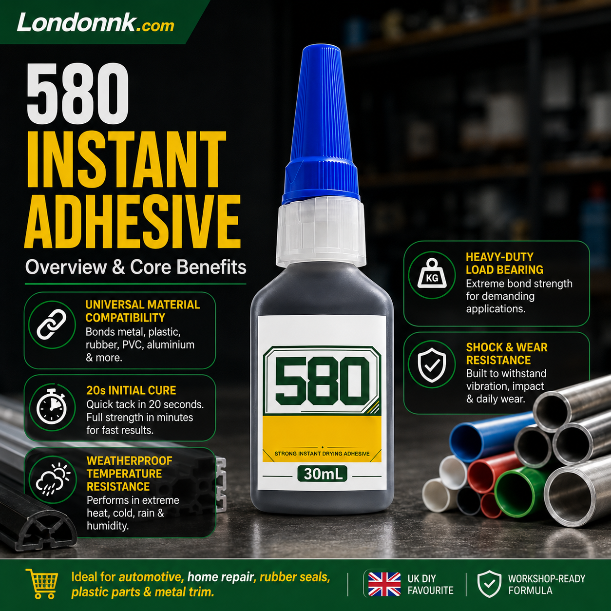 🛠️ Hurtiglim – limer metall, plast og gummi. Herder i 20 sekunder, er værbestandig og støtsikker. 30 ml. 48 % RABATT! 🔧✨