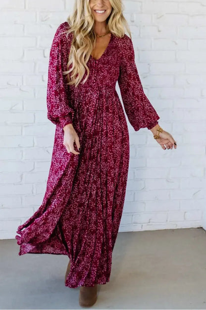 48 % rabatt💃Damekjole i rayon med blomstermønster, smockert midje og fôr