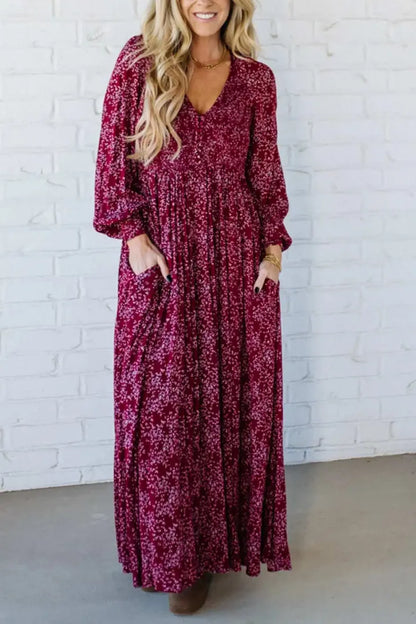 48 % rabatt💃Damekjole i rayon med blomstermønster, smockert midje og fôr