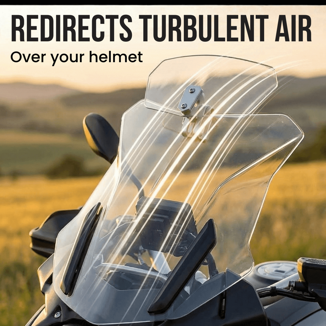 ❄️Zomerfresh 50% Korting!🏍️Verstelbare Motor Winddeflector – Universele Windscherm Spoiler tegen Helmtrillingen, Windgeruis & Turbulentie