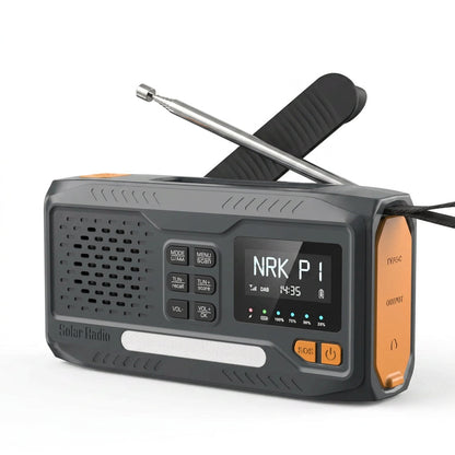 🎃Halloween-tilbud 50 % RABATT!🔥DAB+/FM nødradio – 4500 mAh powerbank, håndsveiv, solcelledrevet og SOS