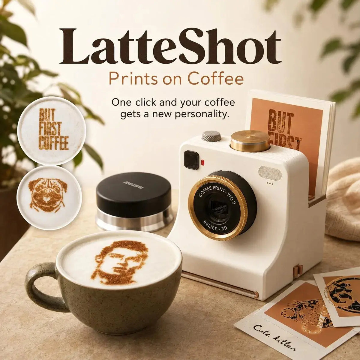 🎃Halloween-tilbud 50 % RABATT!🔥Retro kaffekunstkamera – Mekanisk latte-sjablongskriver