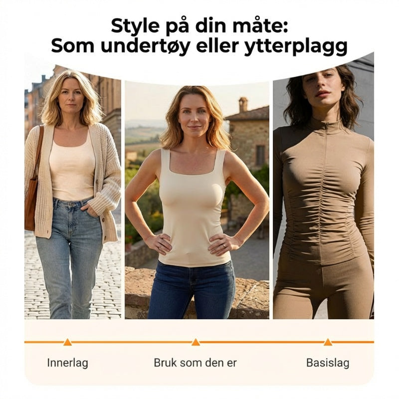 🔥Siste dag 48 % RABATT💖Termo-topper med U-hals og innebygd BH til dame