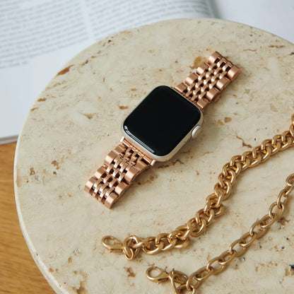 ❄️Sommerfrisk 48% rabatt!✨Lenke i rustfritt stål til Apple Watch – Elegant metallrem med sikker trykklås