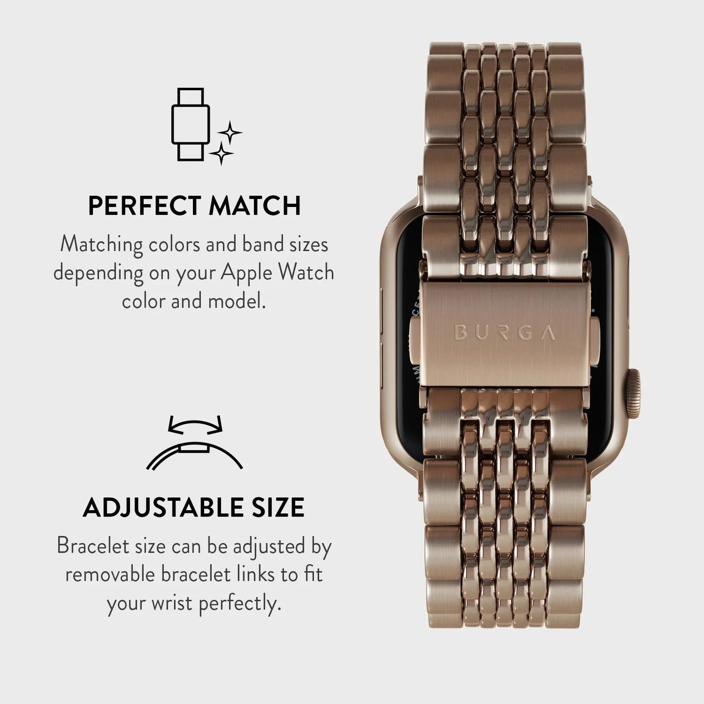 ❄️Sommerfrisk 48% rabatt!✨Lenke i rustfritt stål til Apple Watch – Elegant metallrem med sikker trykklås