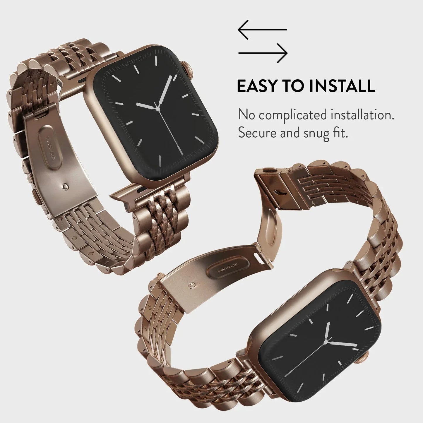 ❄️Sommerfrisk 48% rabatt!✨Lenke i rustfritt stål til Apple Watch – Elegant metallrem med sikker trykklås