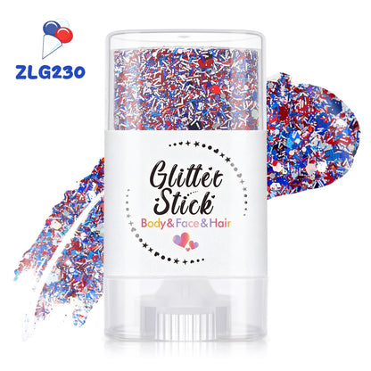 3-i-1 Patriotic Glow😍✨ Rød, hvit og blå glitter-bodystick