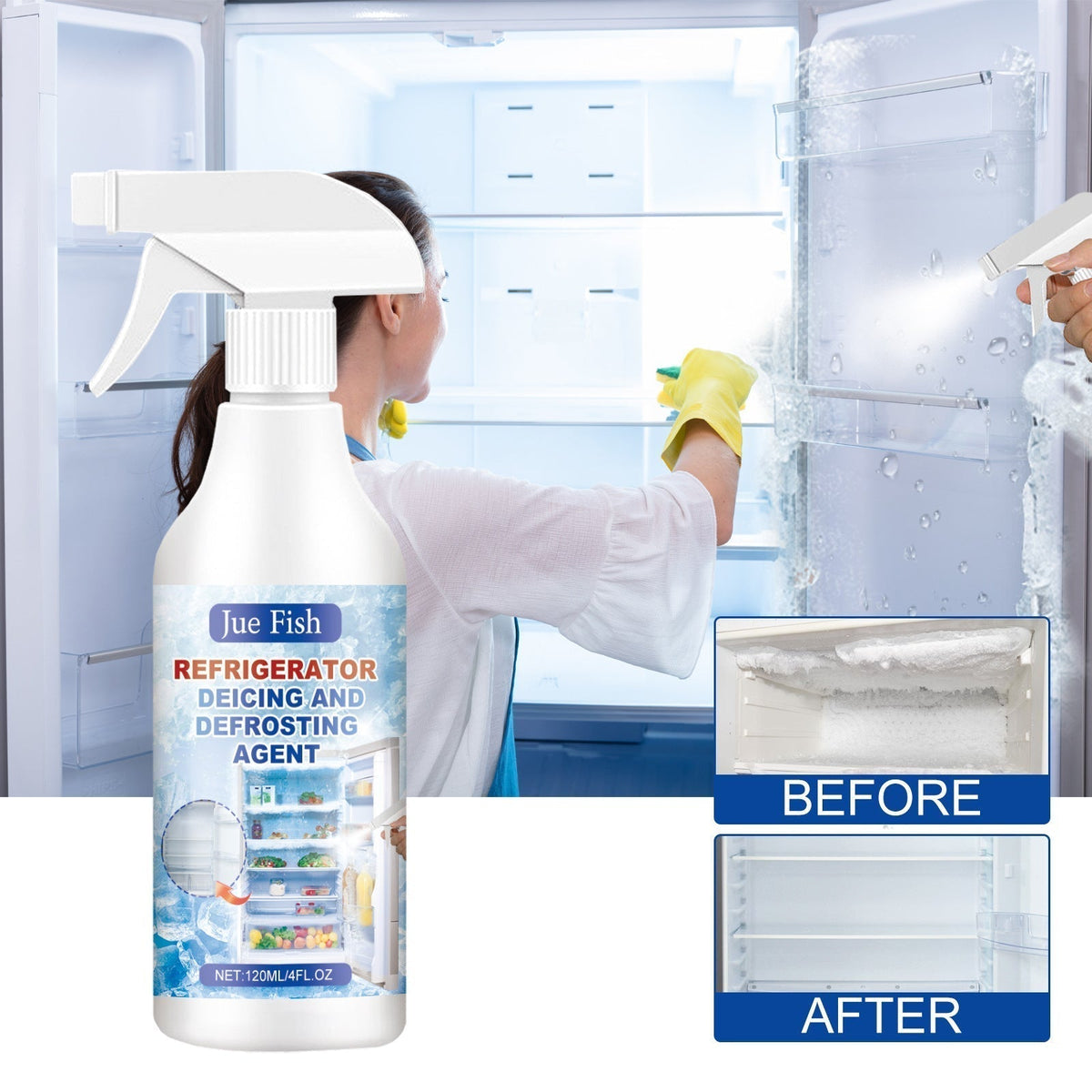 🏠🧊Avrimingsspray for kjøleskap med fryser🎁(Med gratis spatel)