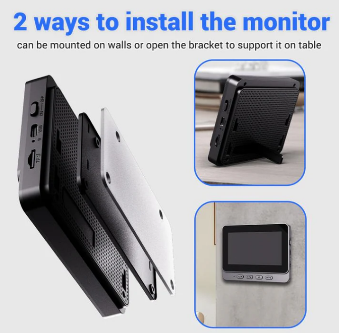 🔔 Begrenset Tid 48% RABATT 📹 Trådløst dørklokke-kamera: 1080P, 170°-vinkel, 4,3-tommers skjerm, IPX65-vanntett for utendørs bruk, nattsyn 🔝