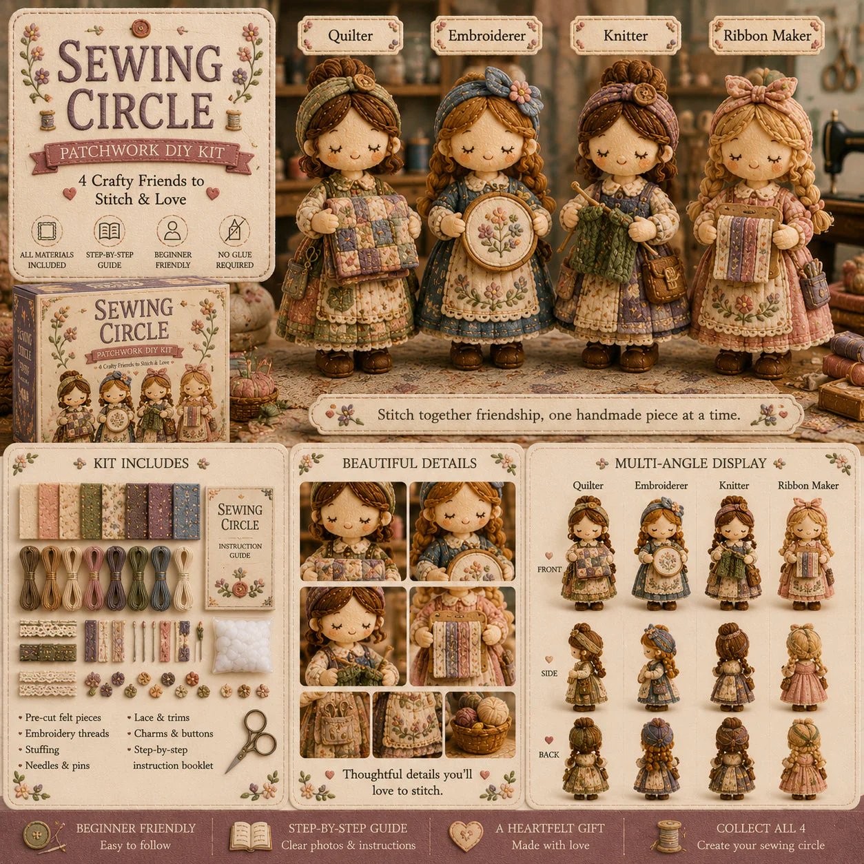 💕Heit salg 48 % RABATT❤️‍🔥Tiny Worlds-kolleksjonen – Lappeteknikk DIY-settserie