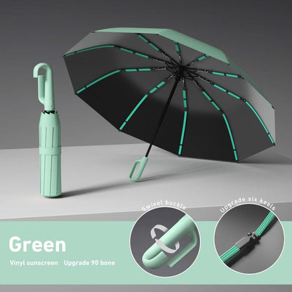 🔥Automatisk sammenleggbar paraply – vindtett, vanntett og kompakt ☔ med løkkekrok for daglig bruk 🌬️💧