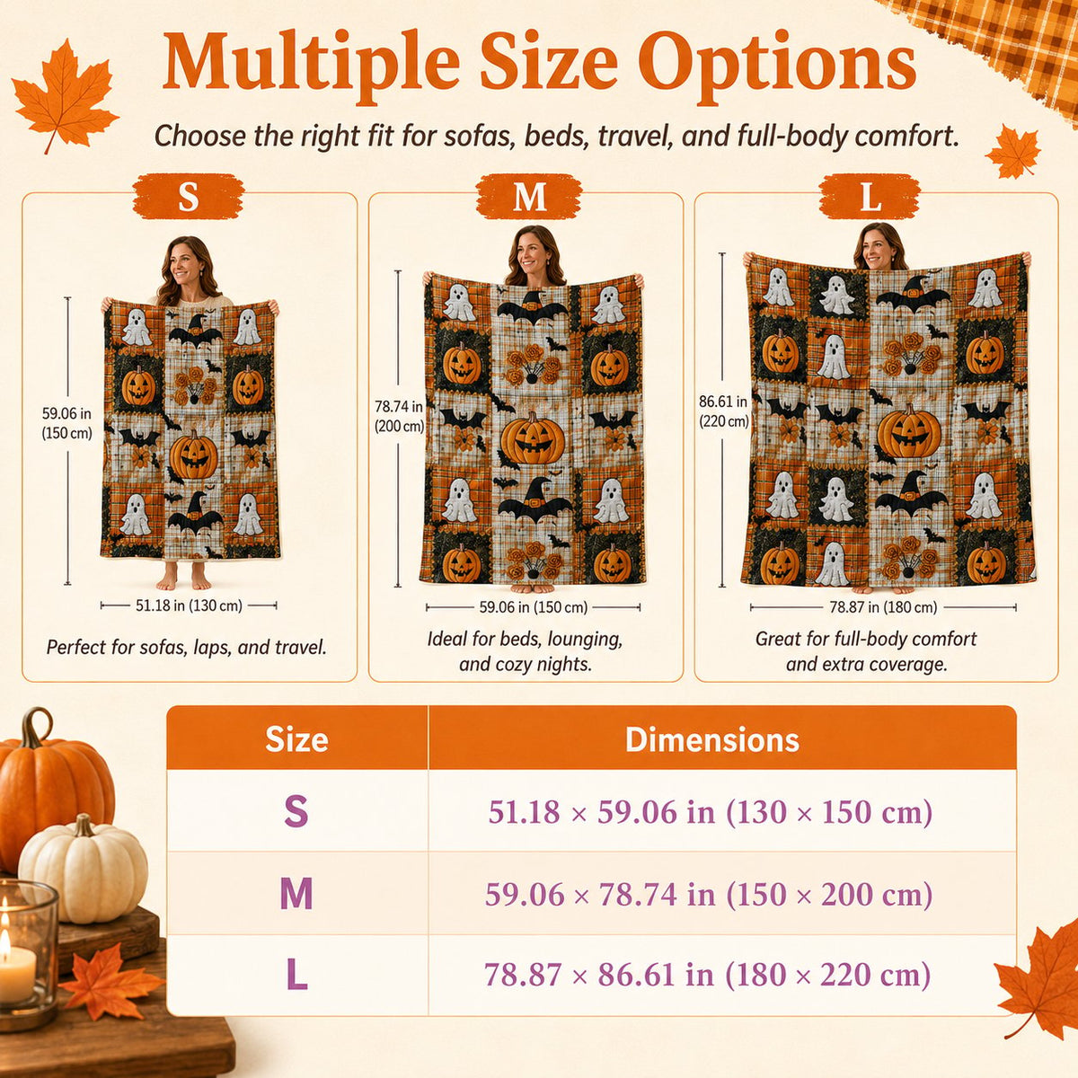 ⏳SISTE DAGS SALG 50%🎃Halloween Patchwork Flanellteppe