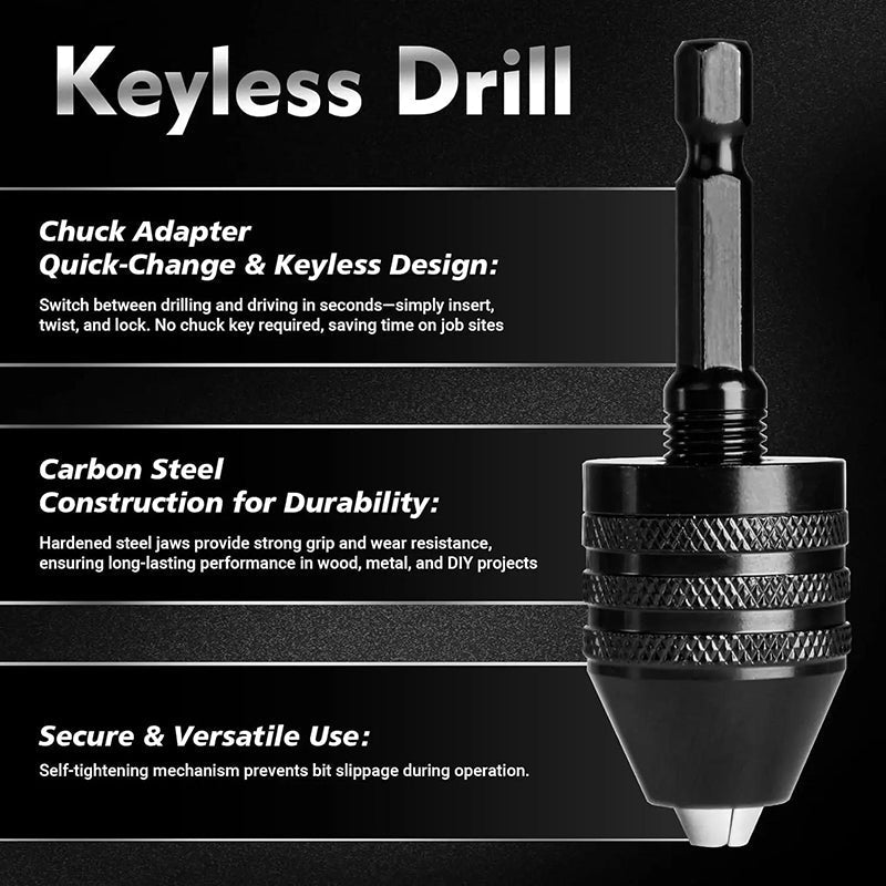 🔧 50 % RABATT NÅ! 3-kjevs chuck for elektriske skrutrekkere og driller – nøkkelfri, hurtigbytte og kompatibel med runde og sekskantede skaft – perfekt for hobby, renovering og presisjonsarbeid 🛠️✨