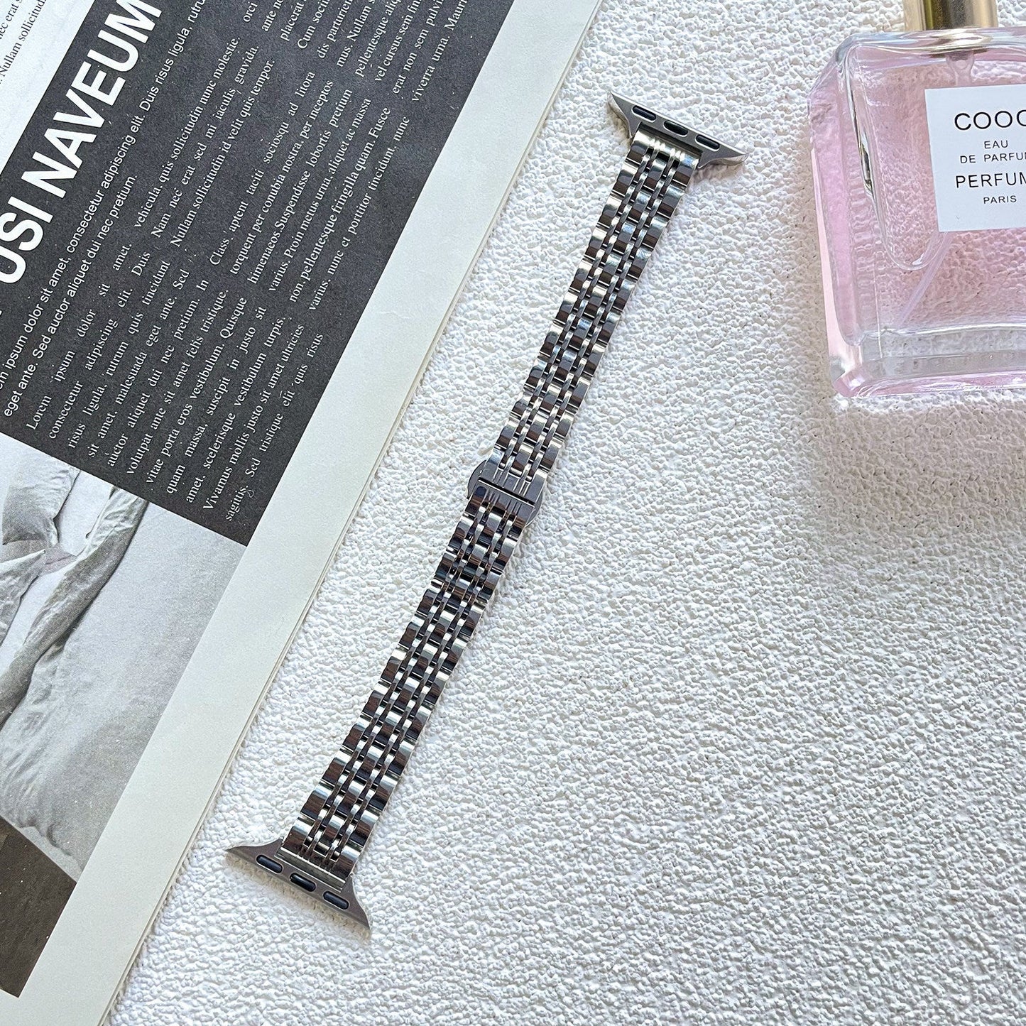 ❄️Sommerfrisk 48% rabatt!✨Lenke i rustfritt stål til Apple Watch – Elegant metallrem med sikker trykklås